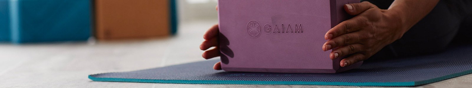 Yoga block on mat